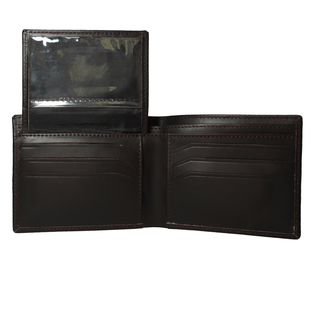 Premium Dark Brown Leather Wallet with ID Window – Sleek and Functional - CARDSWAP