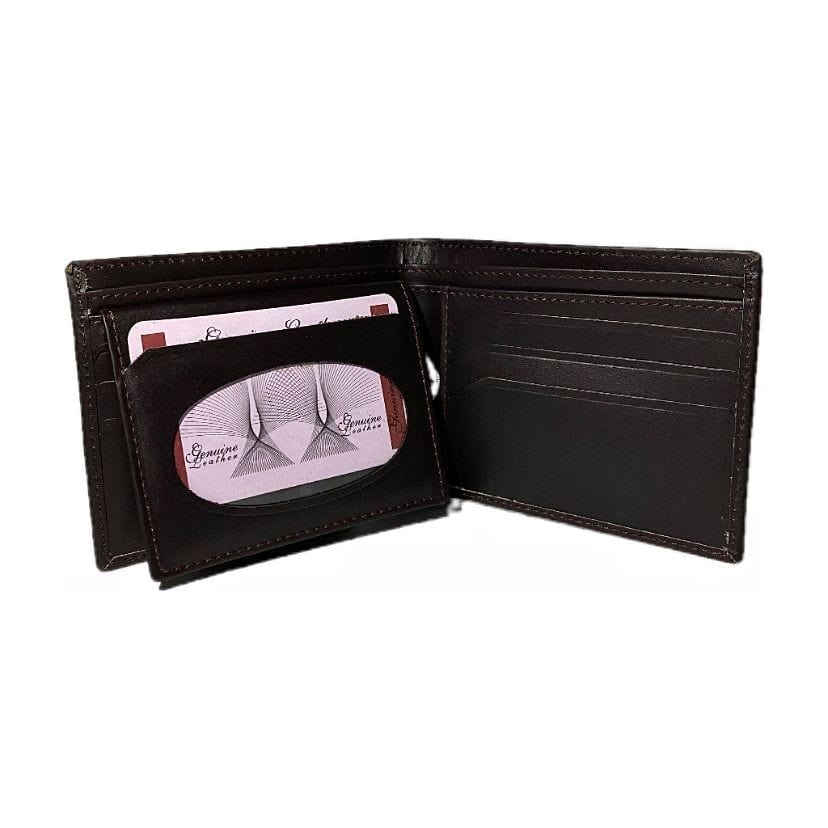 Premium Dark Brown Leather Wallet with ID Window – Sleek and Functional - CARDSWAP