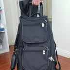 Black Rolling Duffel Bag With 5 Pockets For Office Work Exercise Gym Outdoor