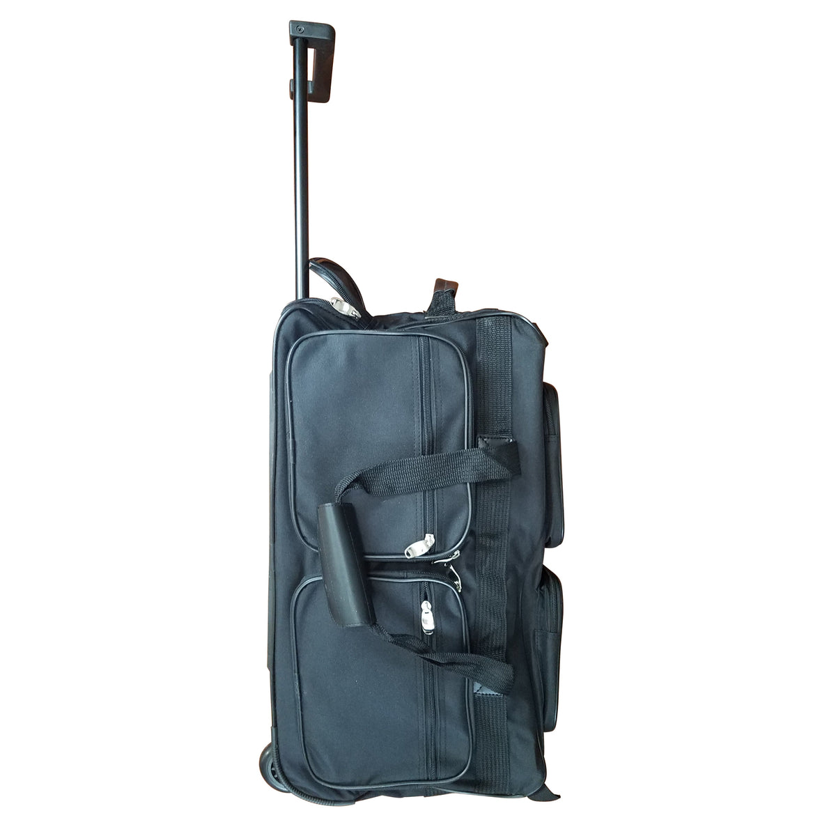 Black Rolling Duffel Bag With 5 Pockets For Office Work Exercise Gym Outdoor