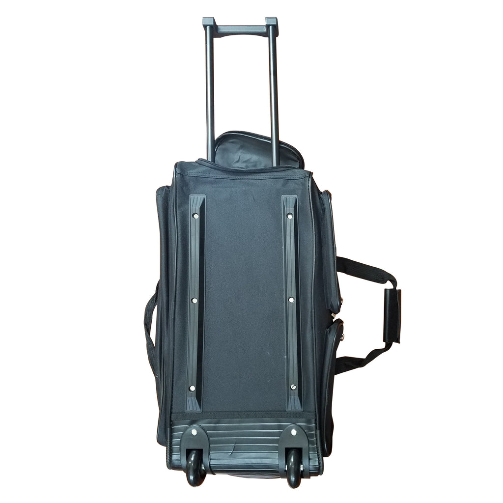 Black Rolling Duffel Bag With 5 Pockets For Office Work Exercise Gym Outdoor