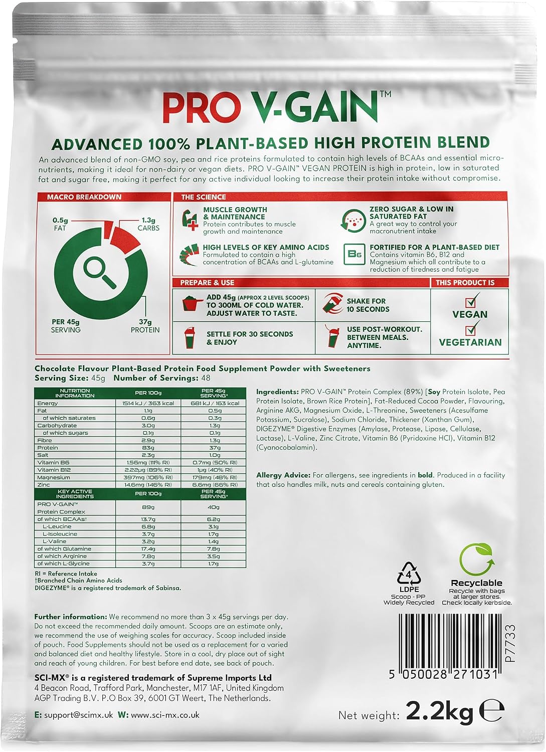 Sci-Mx Nutrition Pro V-Gain Protein 2.2kg