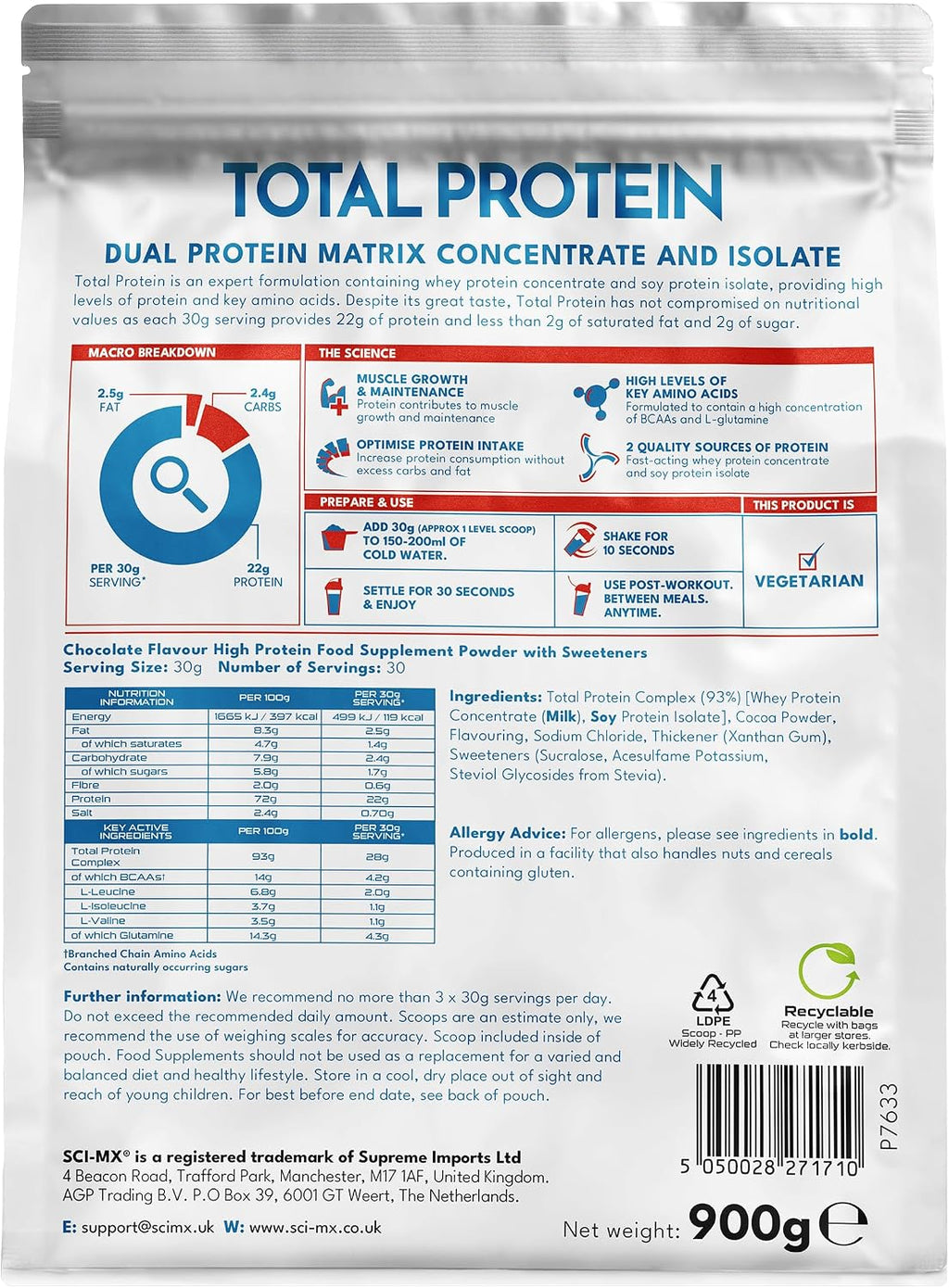 Sci-Mx Nutrition Total Protein 900g