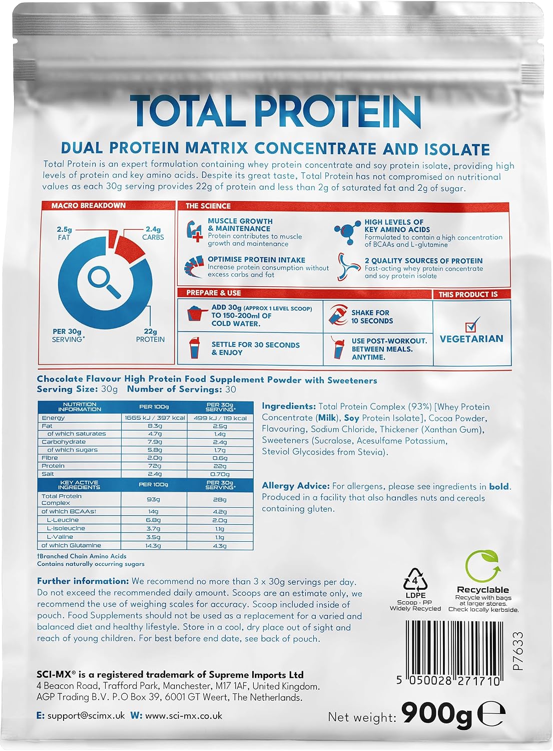 Sci-Mx Nutrition Total Protein 900g