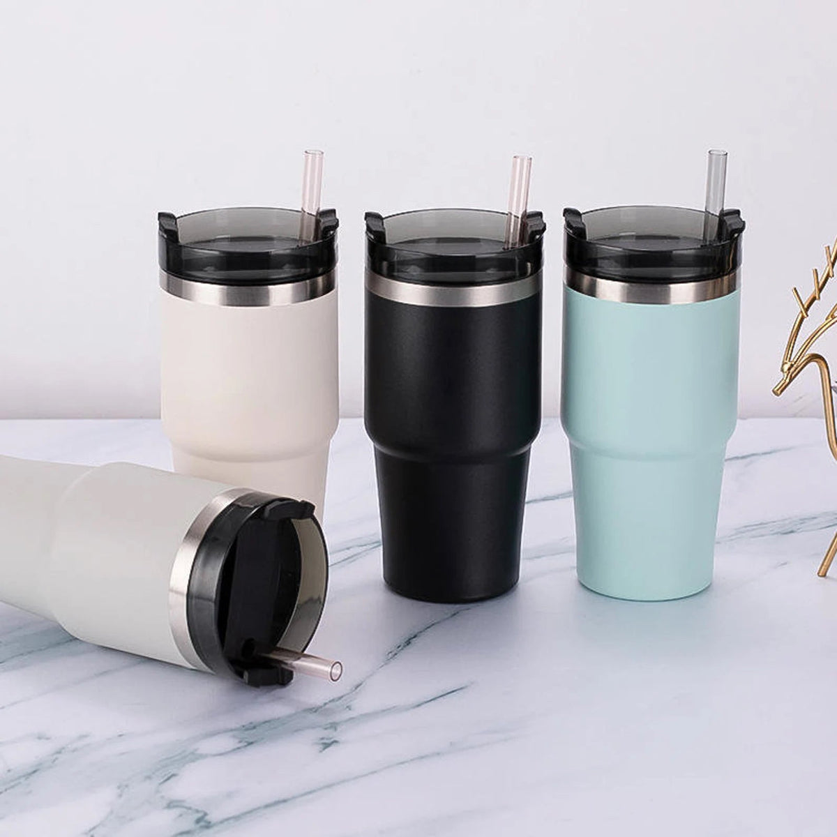 Insulated Water Bottle with Straw Stainless Steel Metal Vacuum Water Flask Large Thermos Water bottle for Travel Camping Gym