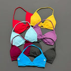 EASYFIT Strappy Bra Gym Top Women High Support Thin Strap Halter Sports Seamless Bras Scrunch Push-up Workout Yoga Tank Tops
