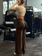 Sport Trousers Straight-Leg Pants Ultra Soft Butter Fabric Women's Mid-Waist Yoga Pants GYM Naked Feel Pilates Running