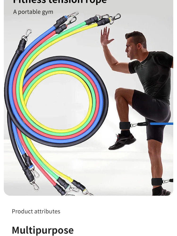 11 Piece Set Of Fitness Tension Rope