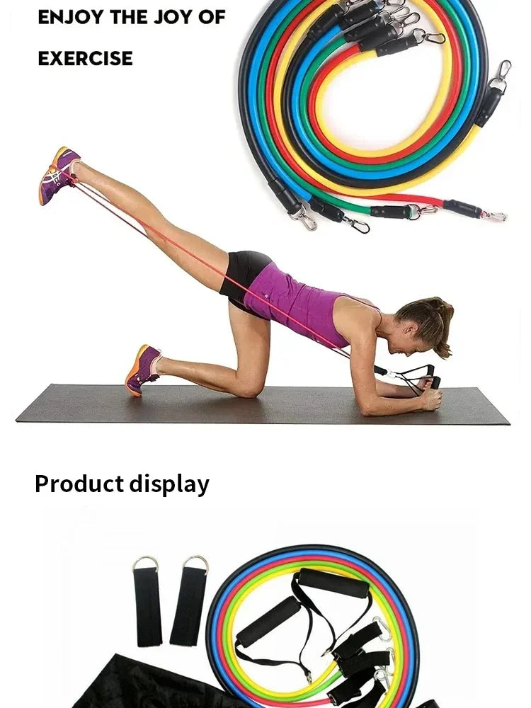 11 Piece Set Of Fitness Tension Rope