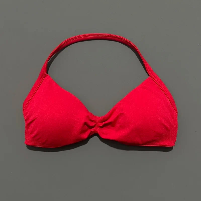 EASYFIT Impact Strappy Bra Gym Top Women High Support Thin Strap Halter Sports Seamless Bras Scrunch Push-up Workout Yoga Tanks