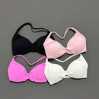 EASYFIT Strappy Bra Gym Top Women High Support Thin Strap Halter Sports Seamless Bras Scrunch Push-up Workout Yoga Tank Tops