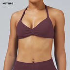EASYFIT Impact Strappy Bra Gym Top Women High Support Thin Strap Halter Sports Seamless Bras Scrunch Push-up Workout Yoga Tanks