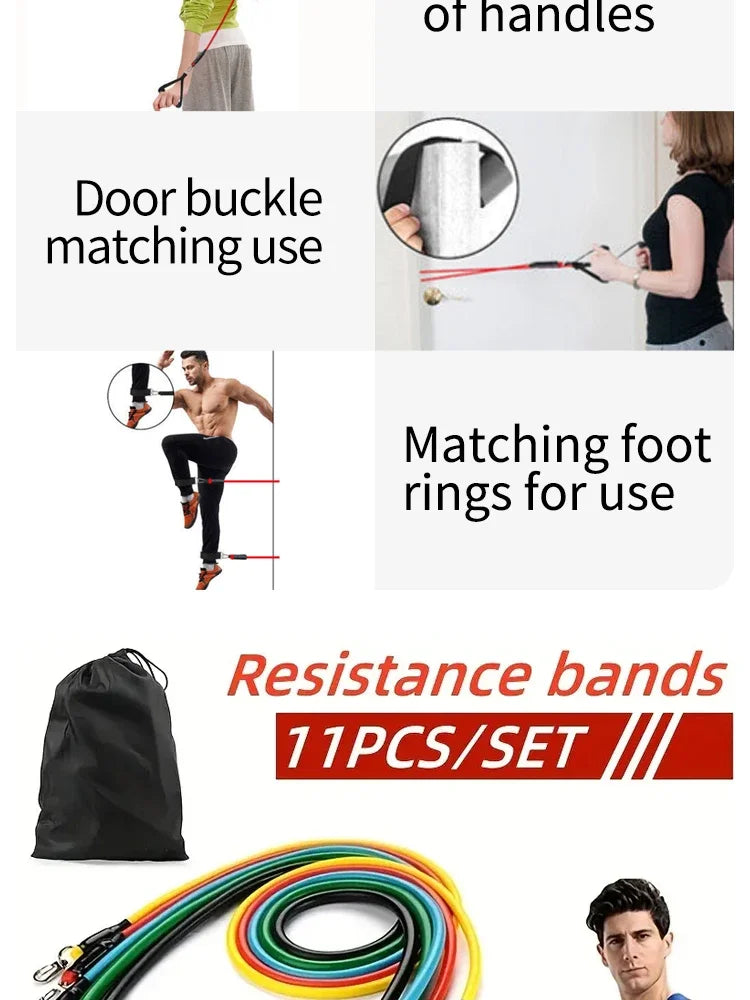 11 Piece Set Of Fitness Tension Rope