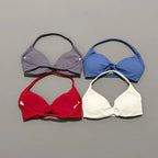EASYFIT Strappy Bra Gym Top Women High Support Thin Strap Halter Sports Seamless Bras Scrunch Push-up Workout Yoga Tank Tops