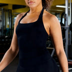 Gym Longline Halter Top Woman Seamless Yoga Tank Removable Chest Pad Push-up Sports Vest Fitness Workout Running Tops