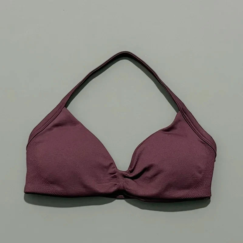 EASYFIT Impact Strappy Bra Gym Top Women High Support Thin Strap Halter Sports Seamless Bras Scrunch Push-up Workout Yoga Tanks