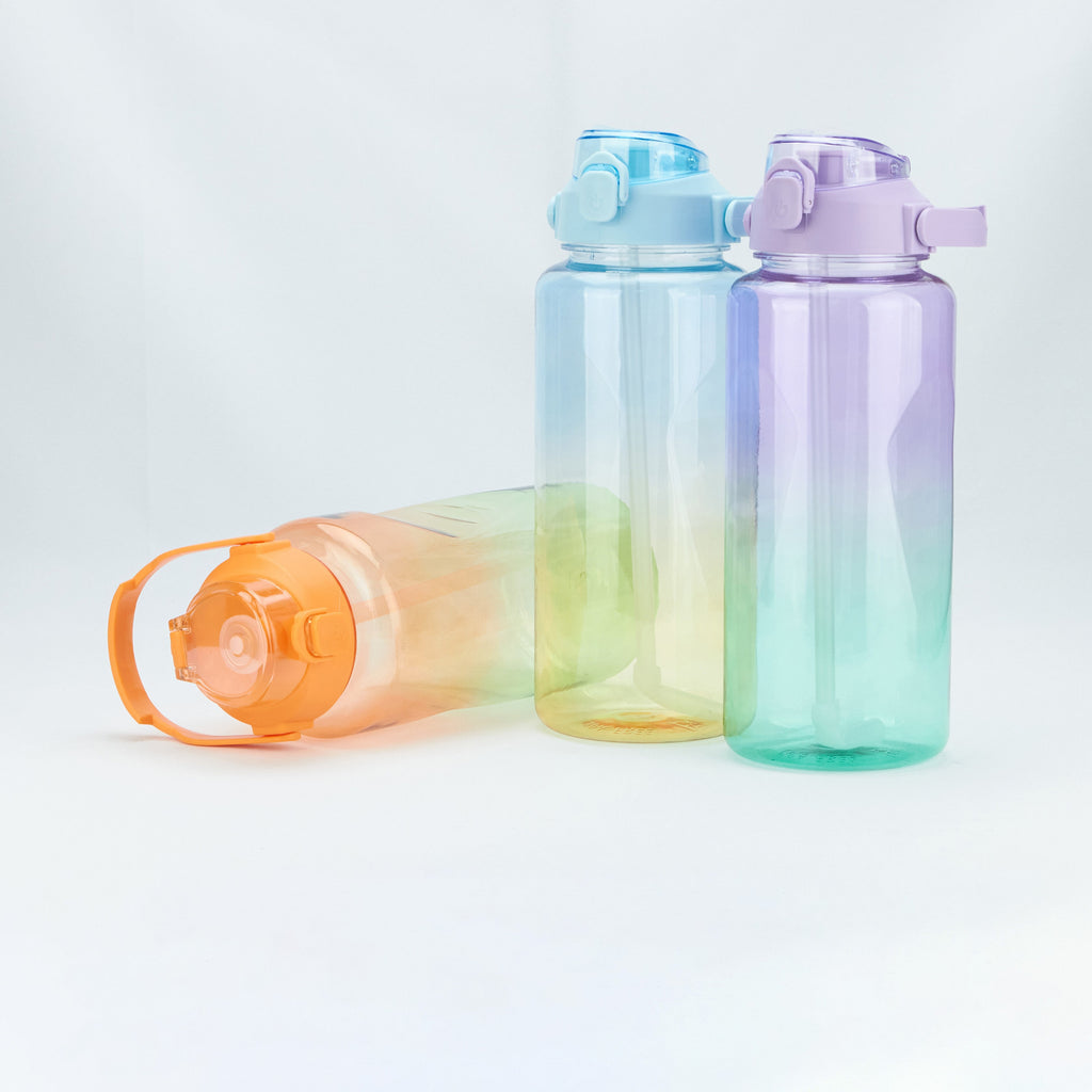 2000ml Plastic Bottle with Screw Lip Sports Water Bottle Reusable Water Bottles Leakproof Water Bottles Black for Gym