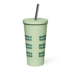 Insulated tumbler with a straw