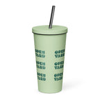 Insulated tumbler with a straw