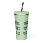 Insulated tumbler with a straw