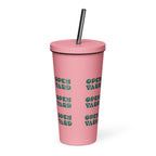 Insulated tumbler with a straw