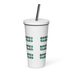 Insulated tumbler with a straw