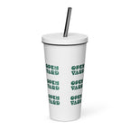 Insulated tumbler with a straw