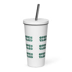 Insulated tumbler with a straw