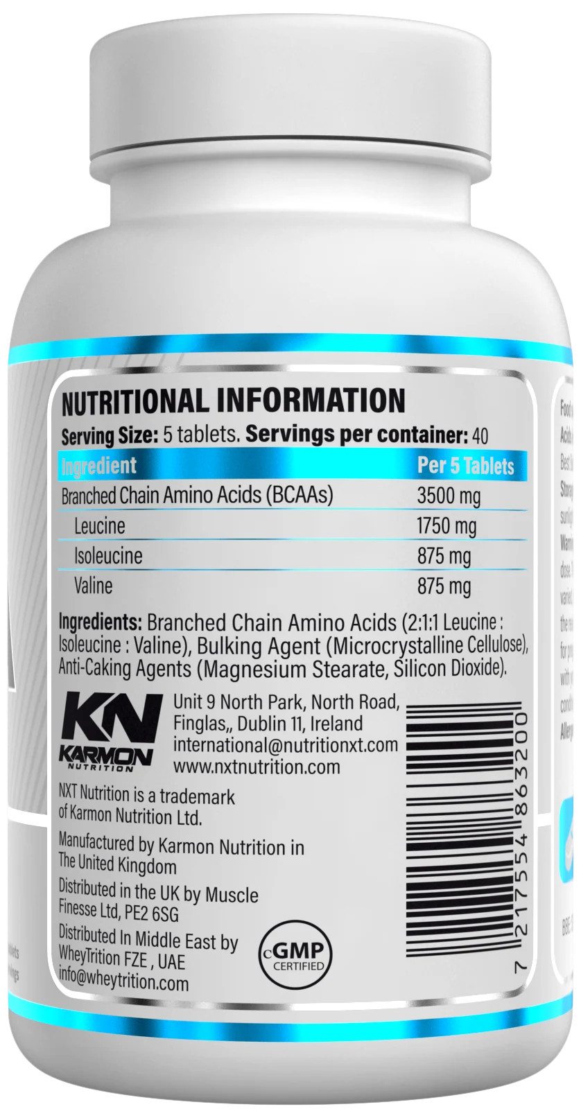 NXT Nutrition BCAA 200 Tablets