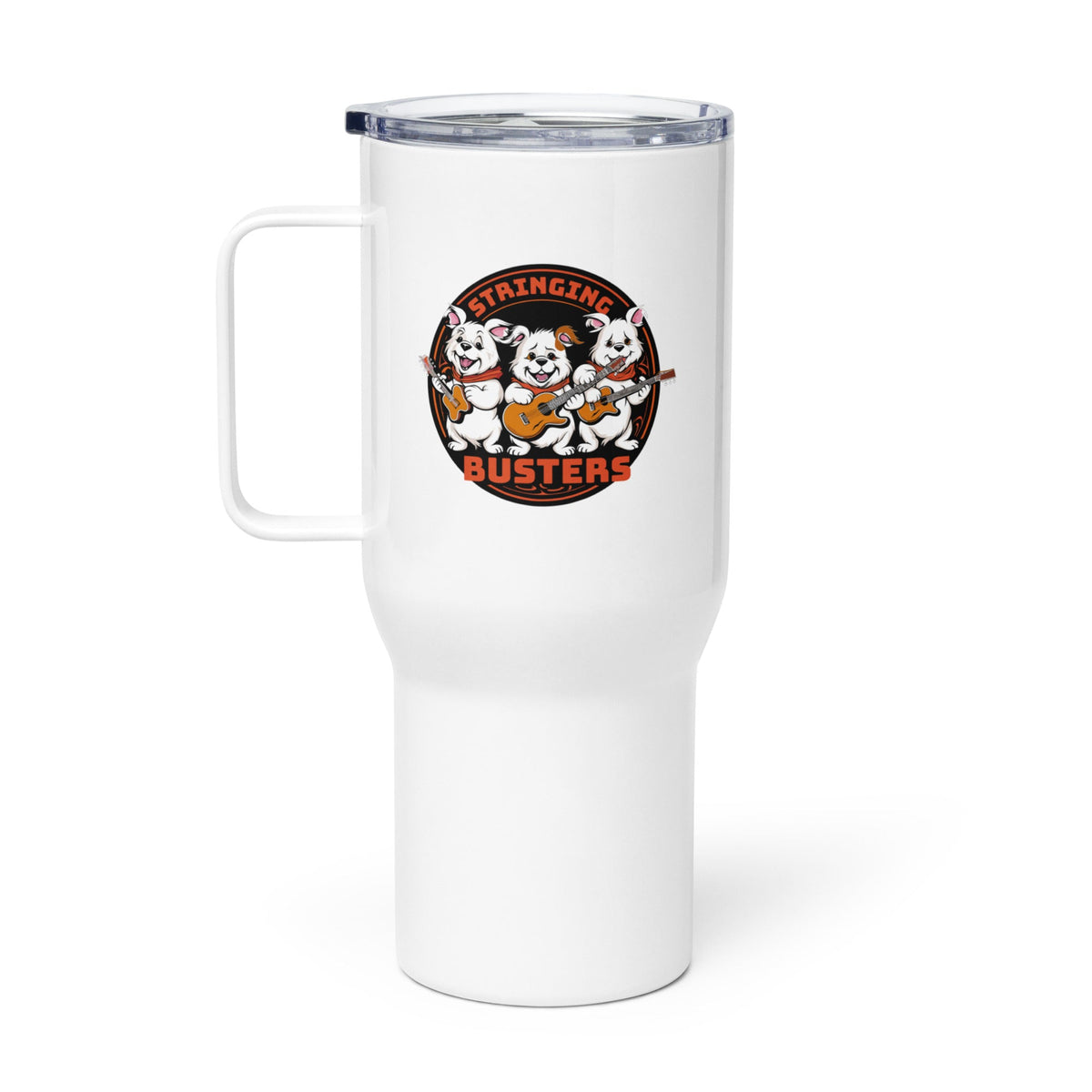 Stringing Busters Travel mug with a handle