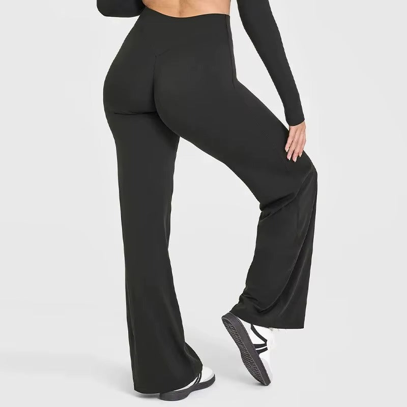 Sport Trousers Straight-Leg Pants Ultra Soft Butter Fabric Women's Mid-Waist Yoga Pants GYM Naked Feel Pilates Running