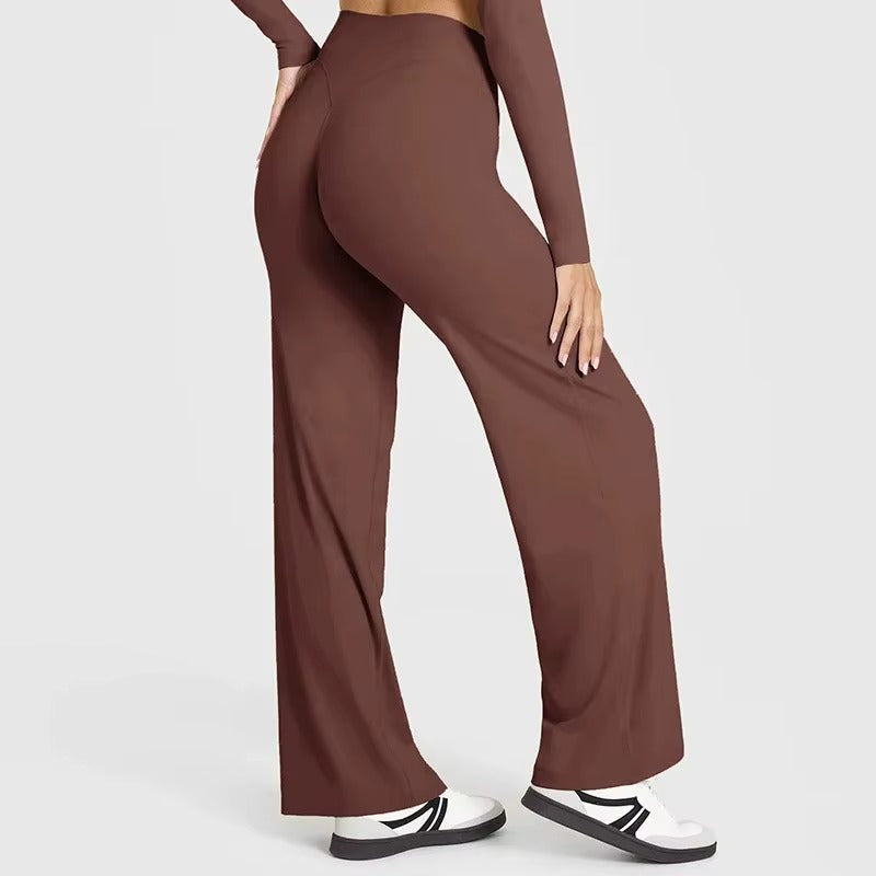 Sport Trousers Straight-Leg Pants Ultra Soft Butter Fabric Women's Mid-Waist Yoga Pants GYM Naked Feel Pilates Running