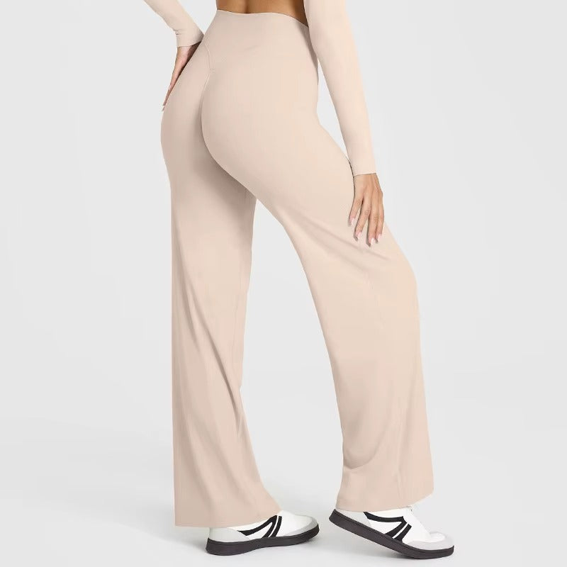 Sport Trousers Straight-Leg Pants Ultra Soft Butter Fabric Women's Mid-Waist Yoga Pants GYM Naked Feel Pilates Running