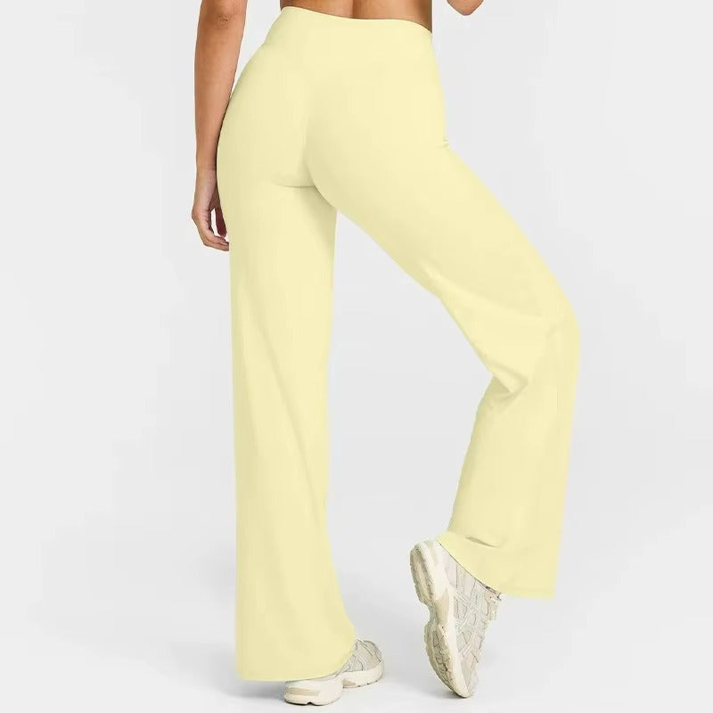 Sport Trousers Straight-Leg Pants Ultra Soft Butter Fabric Women's Mid-Waist Yoga Pants GYM Naked Feel Pilates Running